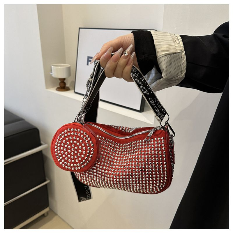 Modische Damentasche schlichten Strass-Intarsien, modieuze Umhängetasche mit een Schulter, trendy Handtasche für_voghion.com