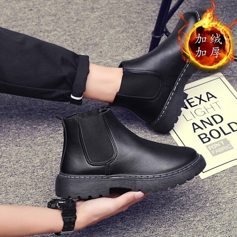 European Warm Series 【】Men's Martin Spring And Autumn High-top British Style Winter Fleece-lined Work Short Boots_voghion.com