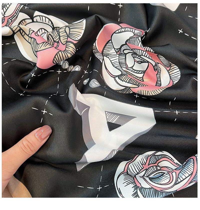 Spring and summer Korean version of versatile camellia rose simulation silk scarf women's travel to the beach towel_voghion.com
