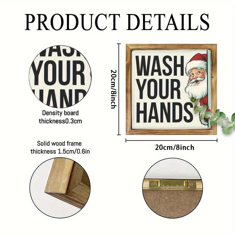 "8x8" Vintage Holzschëld mat dem Numm "Wash Your Hands" - Rustikal Wandkonscht fir Kichen, Buedzëmmer & Büro | Eenzegaartegt Kaddo fir d'Feierdeeg_voghion.com