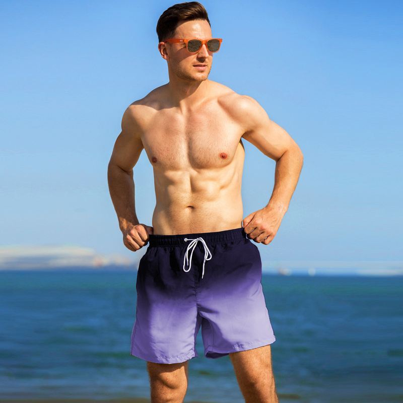 Man's clothing Gradient swim trunks Men's loose printed quarter boxer shorts Men's beach pants_voghion.com