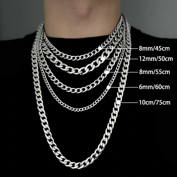 Colier cu lanț gros NK din oțel inoxidabil cubanez din titan, accesorii hip-hop la modă pentru bărbați și femei, lanț simplu, nu_voghion.com
