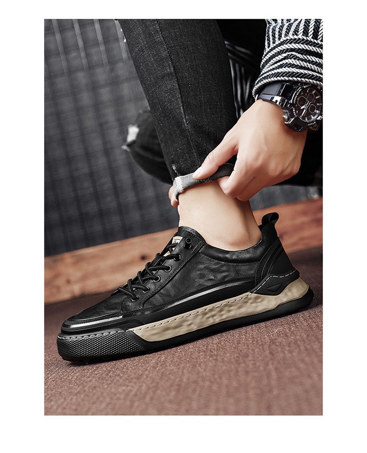 Men's autumn chef, kitchen, work, waterproof, non slip, casual leather shoes, one foot sports, soft soled safety shoes_voghion.com