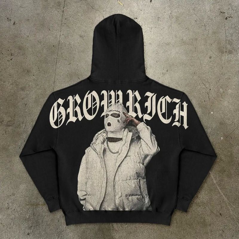 Felpa con cappuccio con stampa teschio retrò da uomo Felpa con cappuccio streetwear da coppia_voghion.com