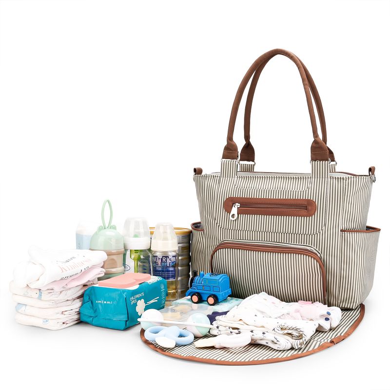 Aboutbaby Large Capacity 7-Piece Diaper Bag Set Multi-Functional Shoulder Tote With Spacious Compartments Stylish & Durable Polyester Travel Daily Use_voghion.com