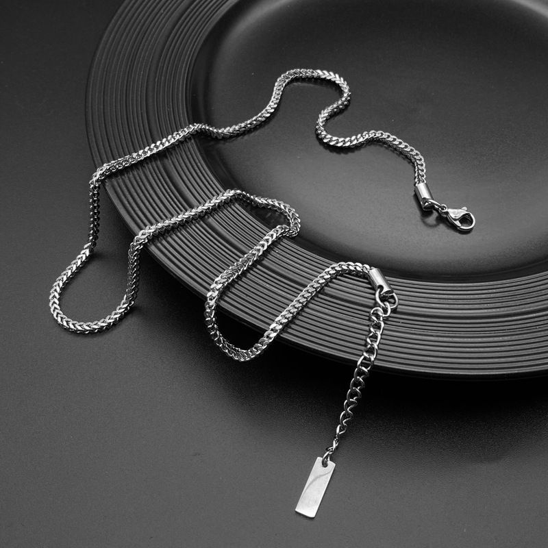 Titanium Steel Non-Fading Thick Cuban Link Necklace For Men Hip-Hop Street Style Men's Sweatshirt Plain Chain Accessory_voghion.com