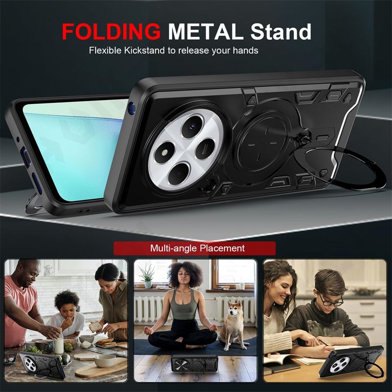 Case For Xiaomi 14T Redmi Note 13 Pro Plus 4G 5G 14C Note 13 Pro Magnetic Rotat Camera Slide Protector Ring 360 Stand Cover_voghion.com