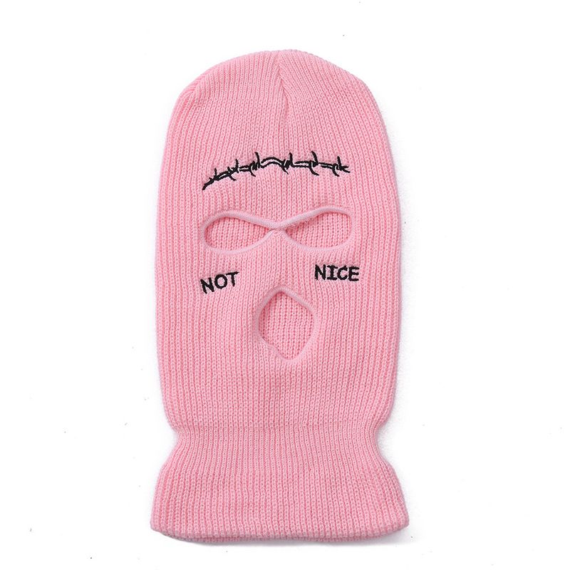 LazyZoom Herfst Winter Nieuwe Drie-gats Gebreide Winddichte Warme Gezichtsmasker Fiets Hip-Hop Gebreide Trui Muts_voghion.com