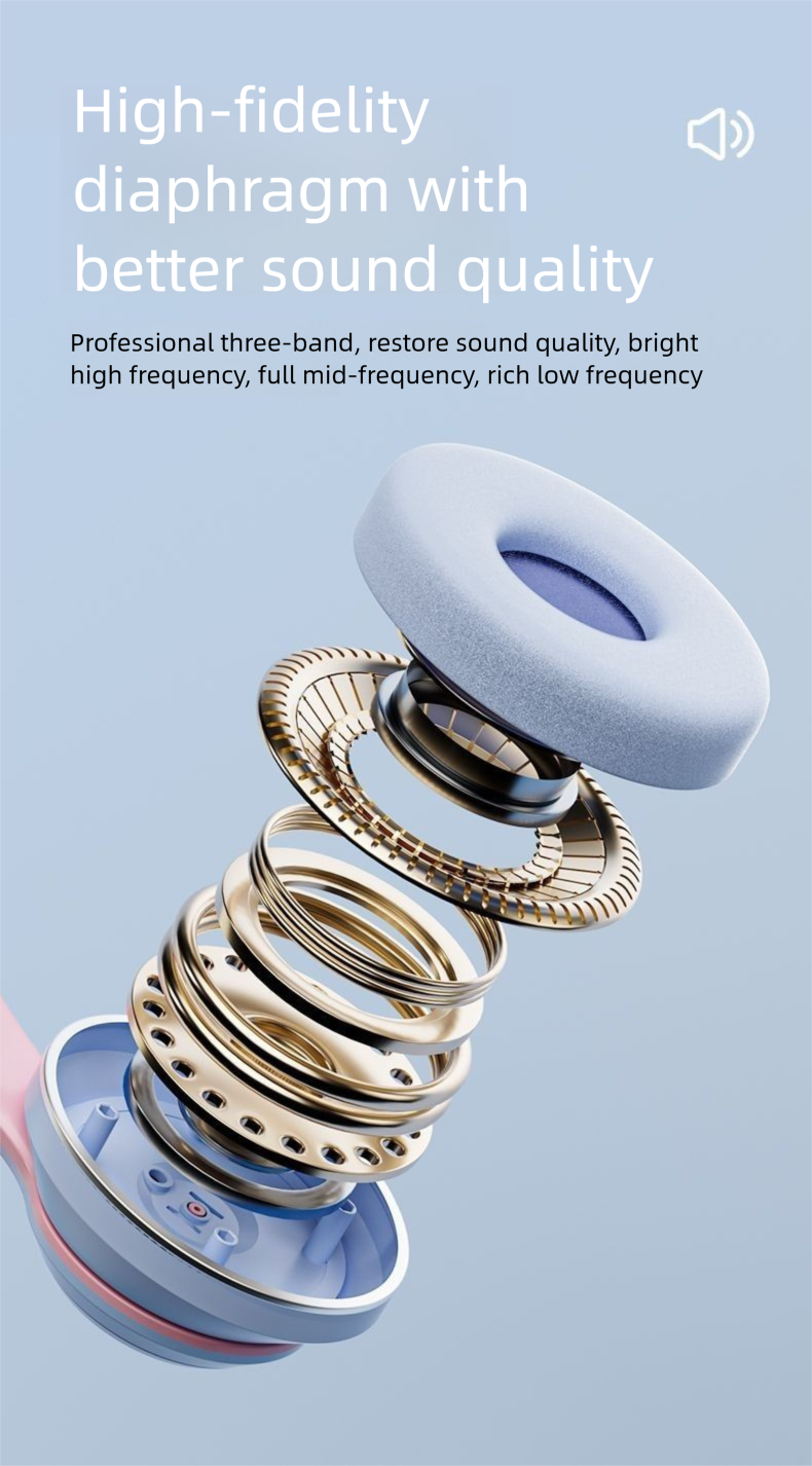 Wireless Bluetooth Headset Cat Ear Gaming Headphones Deep Bass Compatible_voghion.com