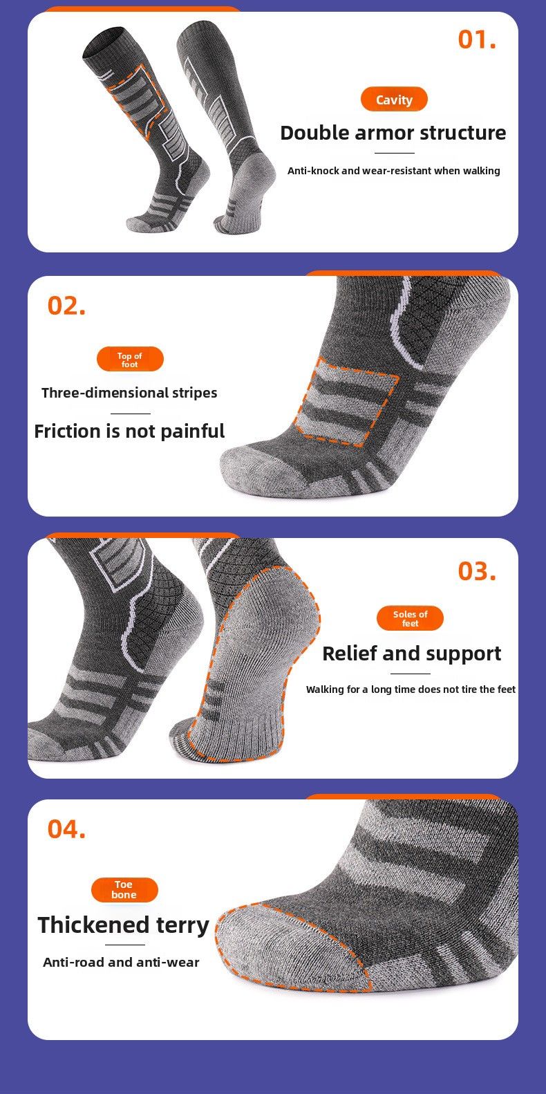 Autumn Winter Thickened Thermal Quick-Dry Merino Wool Long Tube Snow Non-Slip Wear-Resistant Ski Socks_voghion.com