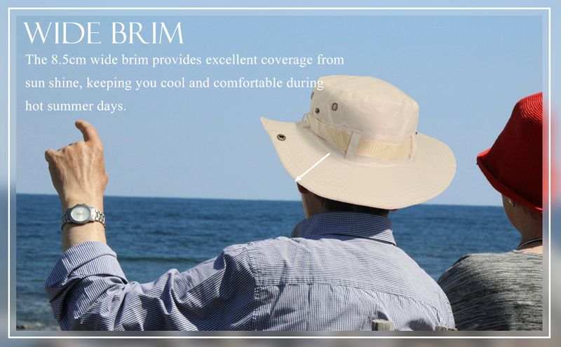 Safari Sun Hat Men's Wide Brim Boonie Bush Hat Foldable Cowboy Style Fishing Hat Breathable Hiking Hat Outdoor Bucket Hat With Adjustable Chin Strap_voghion.com