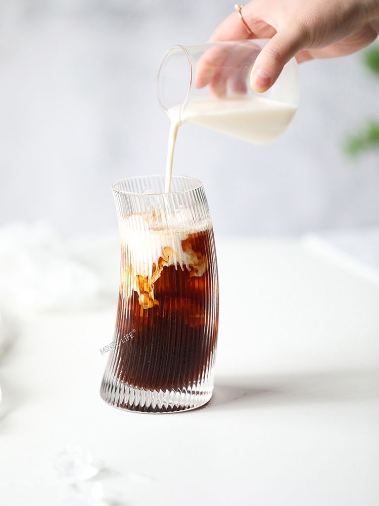 Tazza da caffè in vetro per cocktail, bevanda, tè, succo e vela a righe, INS Creative Crescent_voghion.com