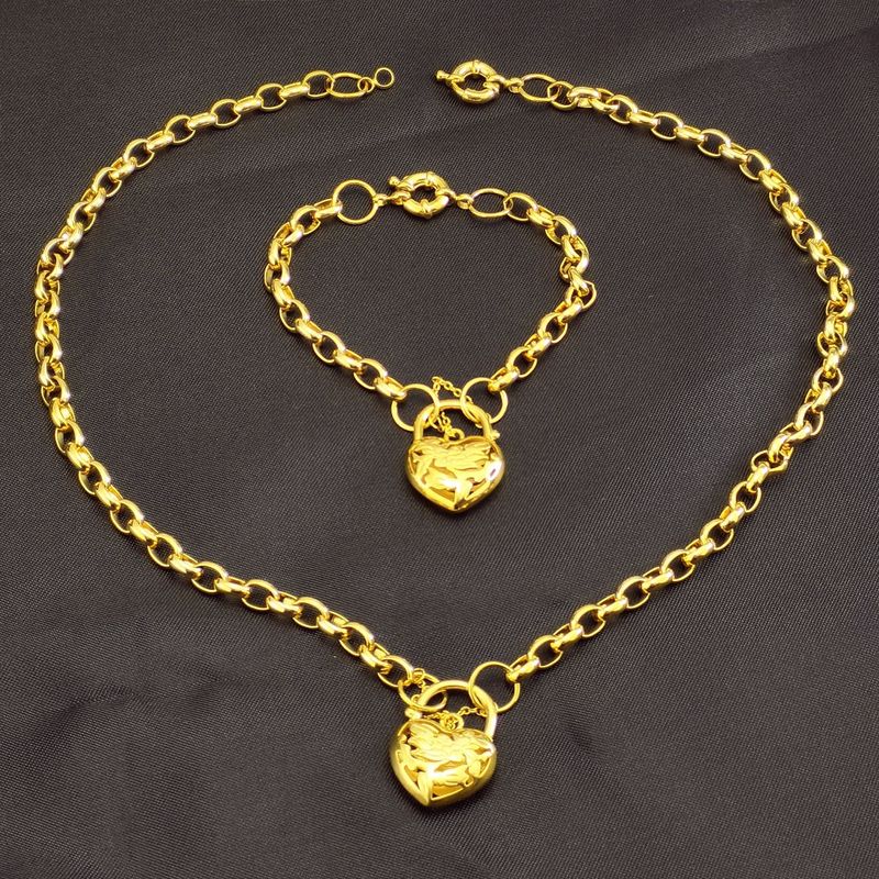 Geel Hart Belcher Padlock Hanger Ketting & Armband voor Vrouwen_voghion.com