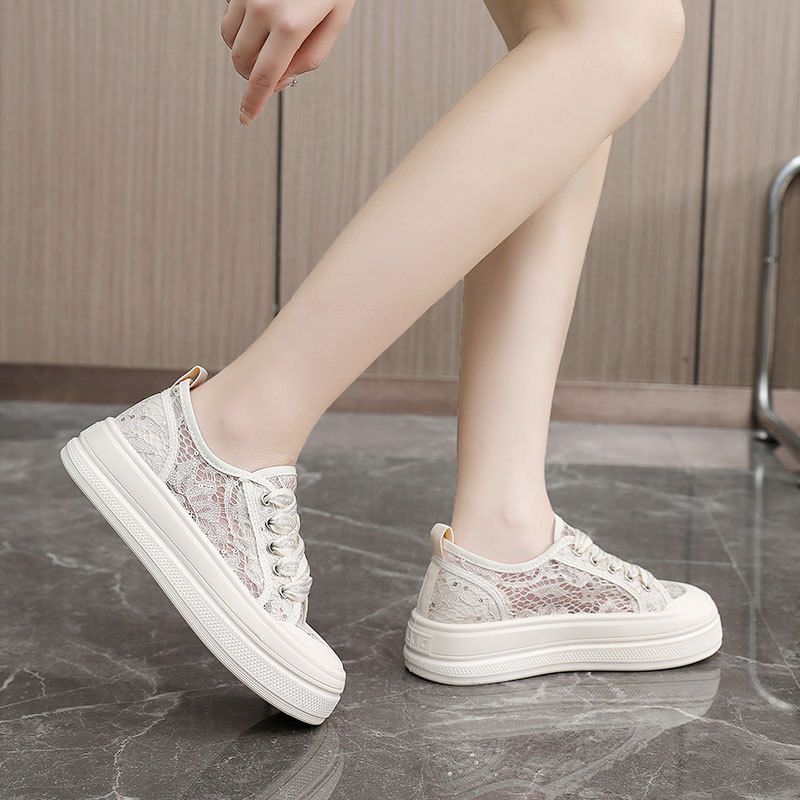 Zy3365 New New Spring Summer Mesh Breathable Round Toe Patchwork Casual Shoes Height Increasing Thick Sole_voghion.com