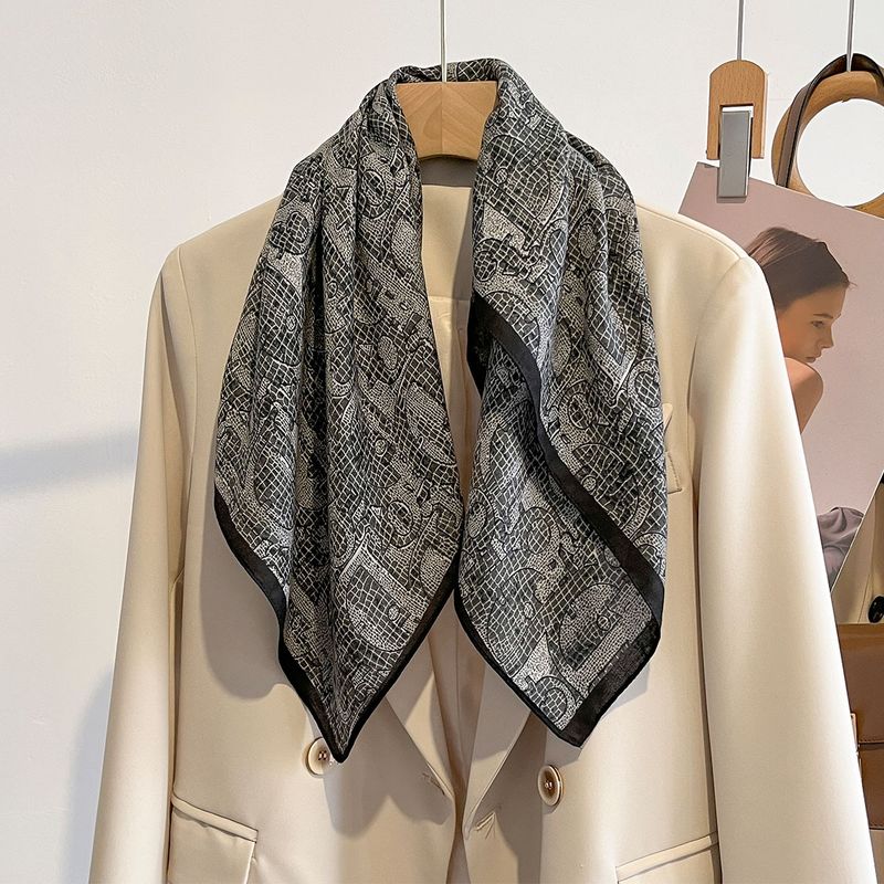 Frech Style Light Luxury New Elegat Silk Sprig Summer Warm Small Scarf Tie Neck Head Wrap High-ed Versatile For_voghion.com