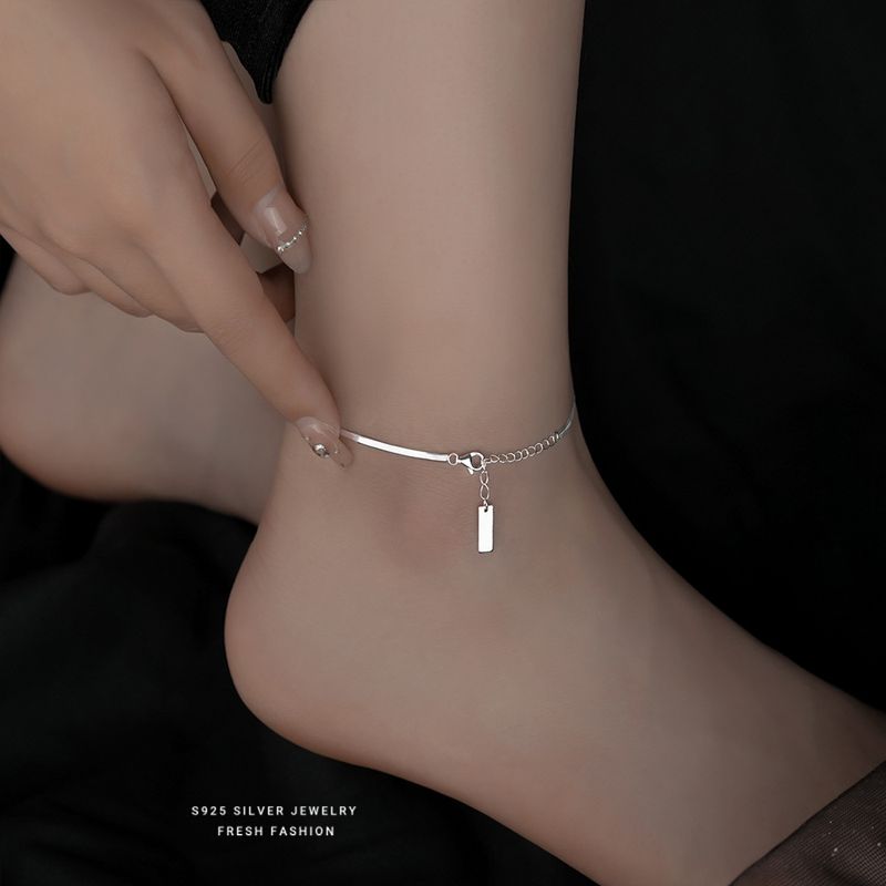 Glossy Snake Bone Anklet For Women S Pure Silver Ankle Chain Sexy Internet Celebrity Korean Style Unique Niche Design_voghion.com