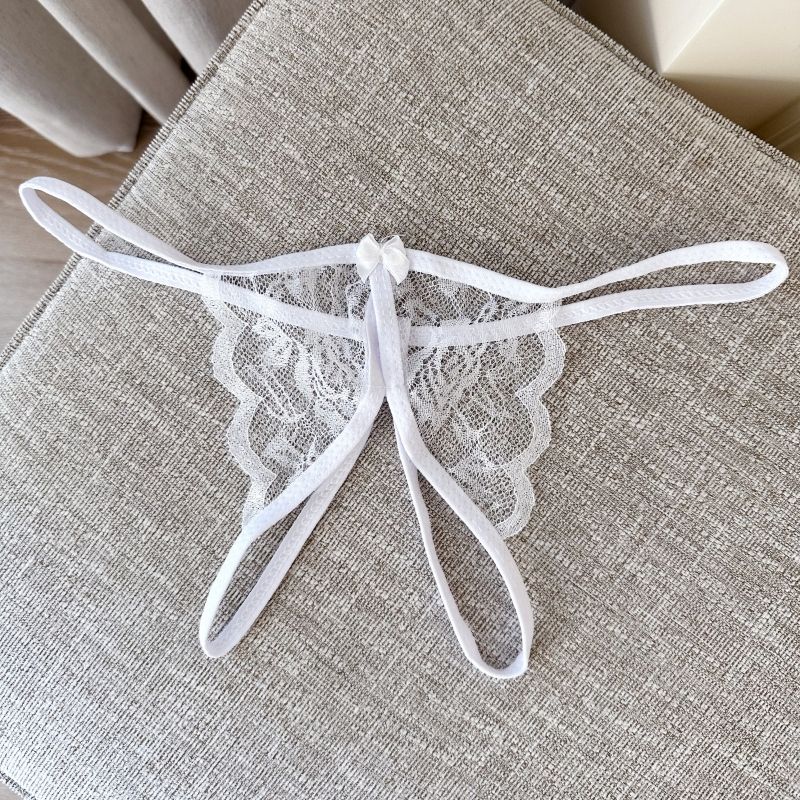 Intimates Open-End Free Off Seduction Lace Sexy Underwear Bowknot T-Back Women_voghion.com