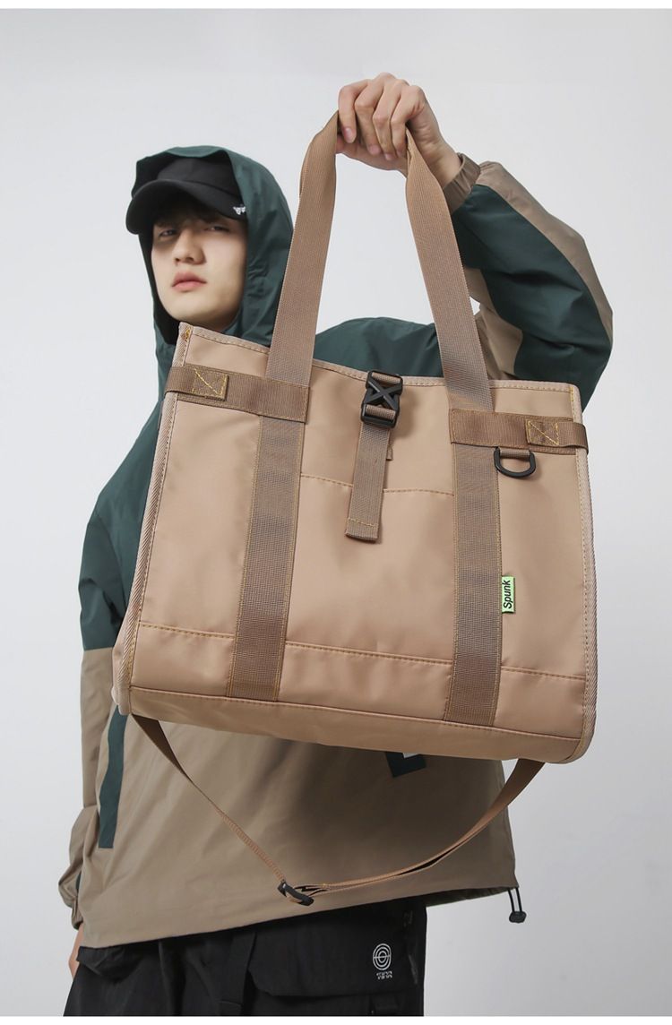 Men's Handbags Cool Large Oxford Tote Bag Men's Fashion Solid Color Shoulder Bag Women's Business Travel Bag_voghion.com