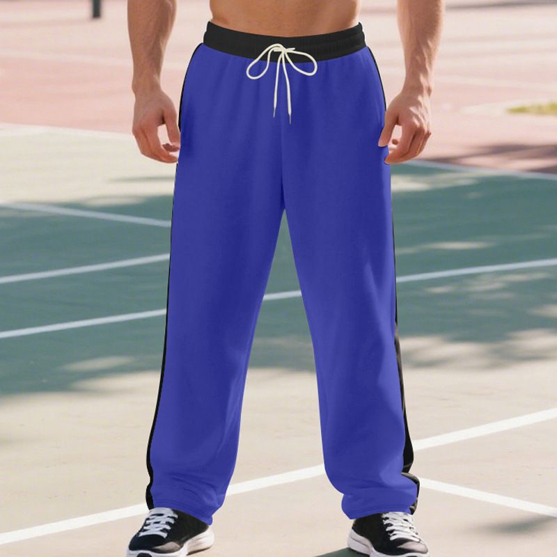 Lässige Jogginghose für Herren mit Farbblock-Design, schwerem Fleecefutter, entspannter Passform, geradem Bein, Jogginghose für Herbst und Winter_voghion.com