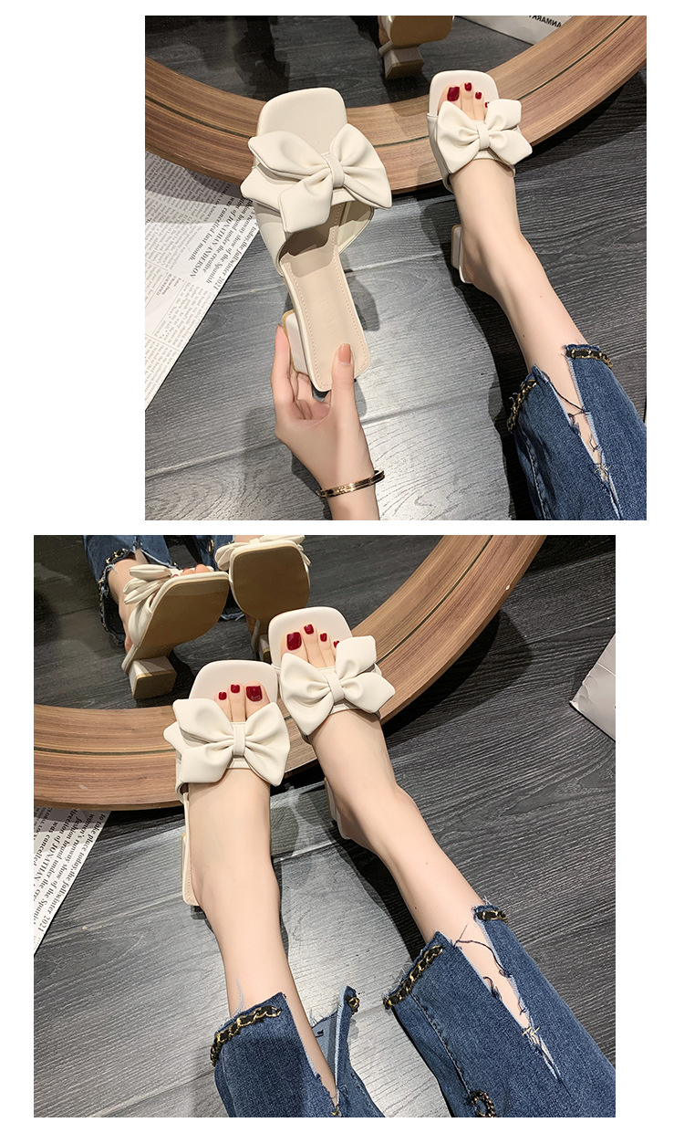 Õrna tuulega paksu kontsaga lipsuga sandaalid ja sussid 2023. aasta kevad- ja suveks. Uued prantsuse stiilis plätud seelikuga kingadega._voghion.com