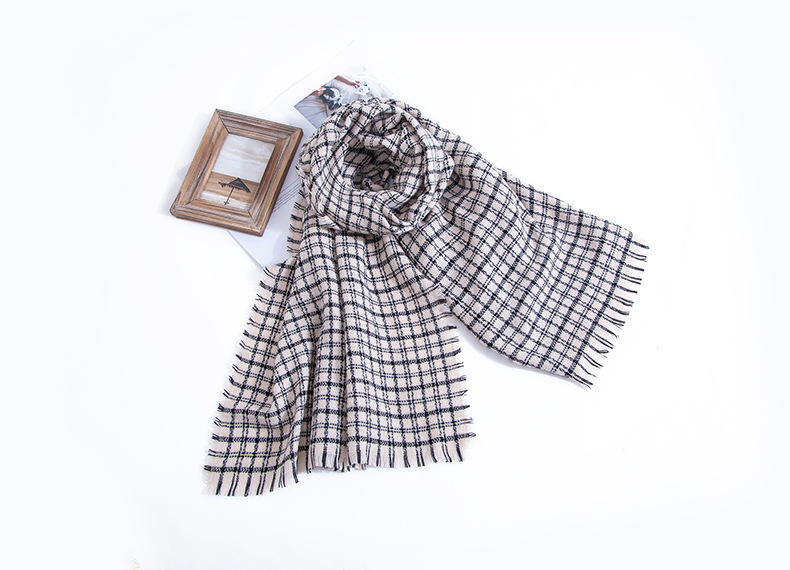 Damenschals Herbst und Winter schwarz-weiß karierter Karoschal sowie großer Kaschmir-Imitat-Schal warmer Halsschal_voghion.com