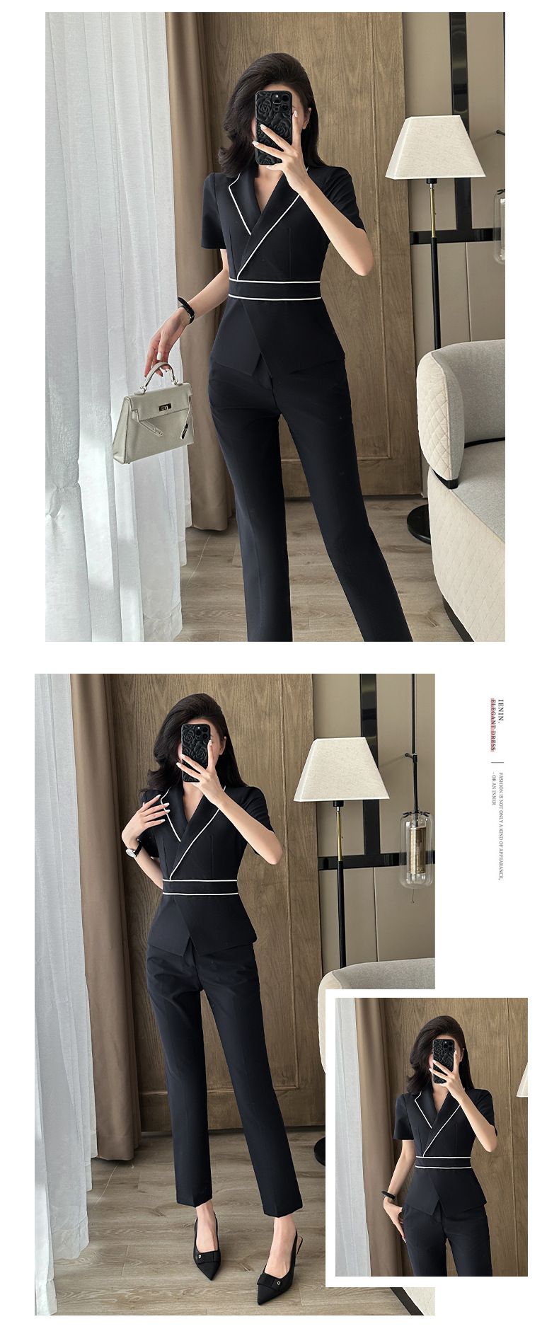 Completo professionale a maniche corte, centro benessere estivo per donne, tecnico di terapia del piede, abbigliamento da lavoro_voghion.com