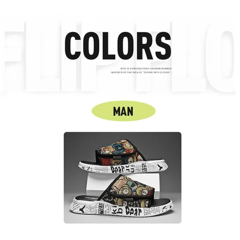 Sommer personalisierte kleine Bär dicke Sohle Anti-Rutsch alte Herren Hip Hop Outwear trendige Hausschuhe_voghion.com