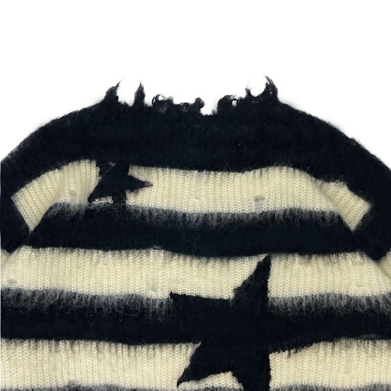 Maglione a righe a stelle, snellente, autunnale e invernale, che imita la pelliccia di visone, per uomo e donna in stile Halloween_voghion.com