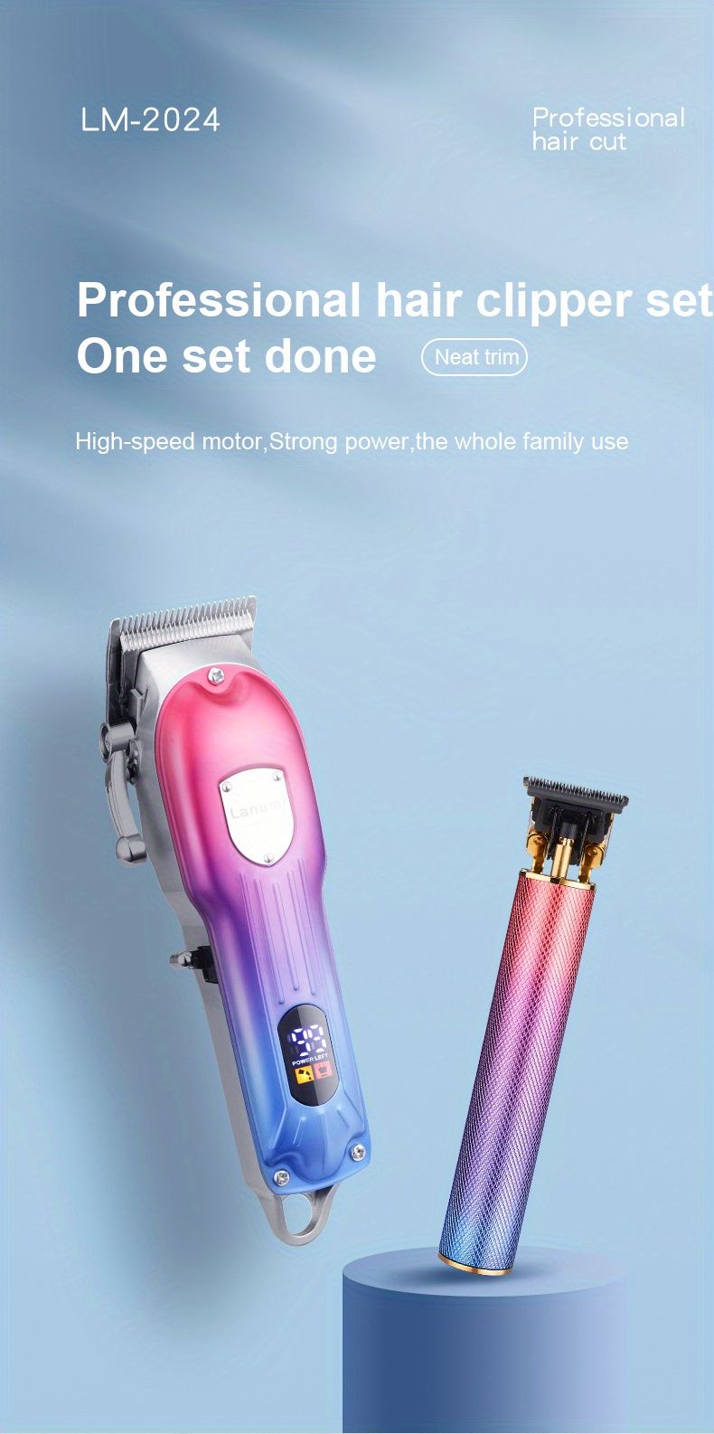 Tondeuses à cheveux professionnelles sans fil pour hommes - Tondeuses électriques pour barbier pour kit de coupe de cheveux - Kit de toilettage pour hommes avec longue durée de vie de la batterie et précision_voghion.com