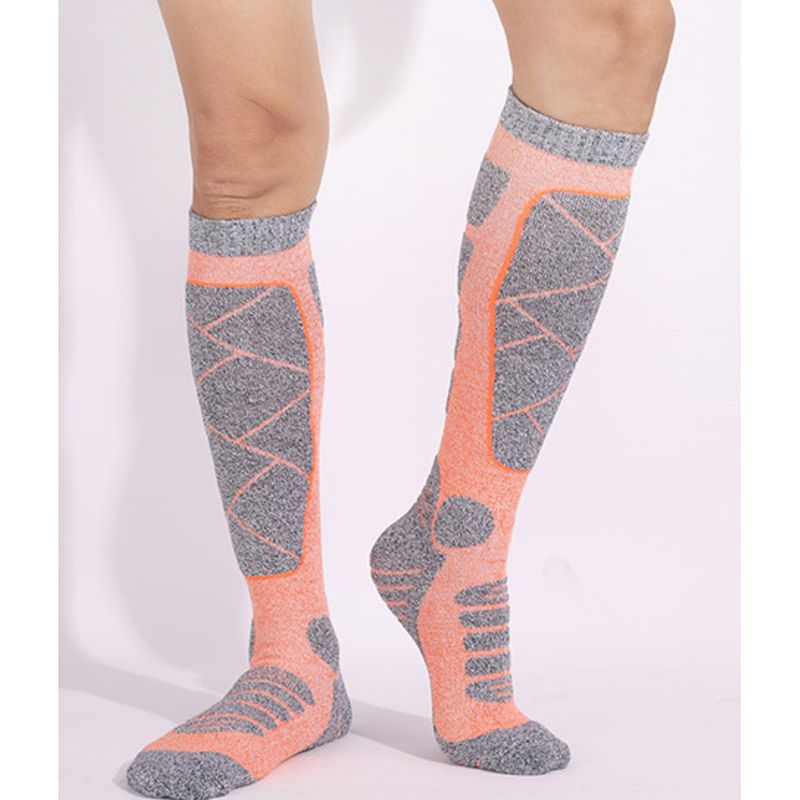Calzini caldi assorbenti del sudore lunghi tubolari Two Wolves Winter da donna, per sci e sport, con fondo spesso e asciugamano da escursionismo_voghion.com