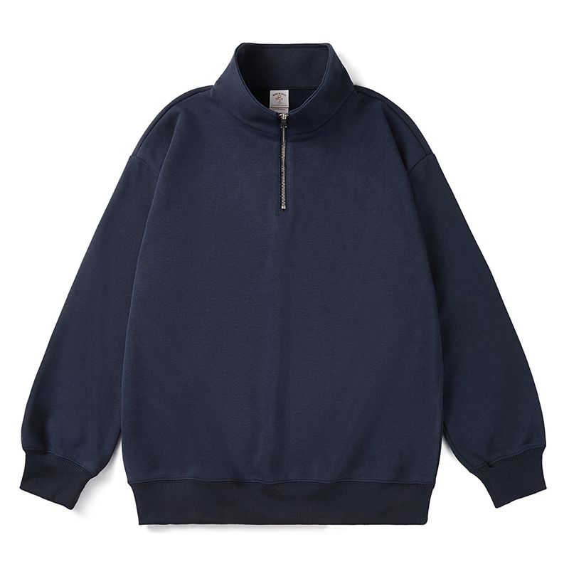 Amerikanischer strapazierfähiger Pullover mit halbem Reißverschluss für Herren im Frühling und Herbst, lockeres Langarmhemd mit Stehkragen, Jacke_voghion.com