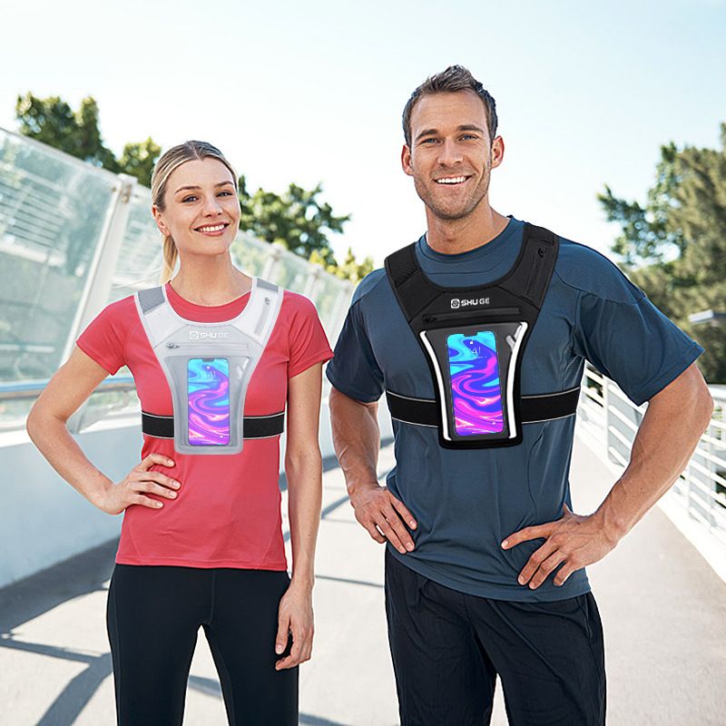 Riñonera deportiva tipo chaleco para hombre y mujer, ideal para correr al aire libre o para usar con teléfono con pantalla táctil._voghion.com