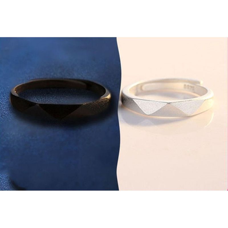 Matin Soir Paire de Bague Couple Japonais Coréen Simple Vivant Bouche Noir et Blanc, Tendance Étudiante_voghion.com