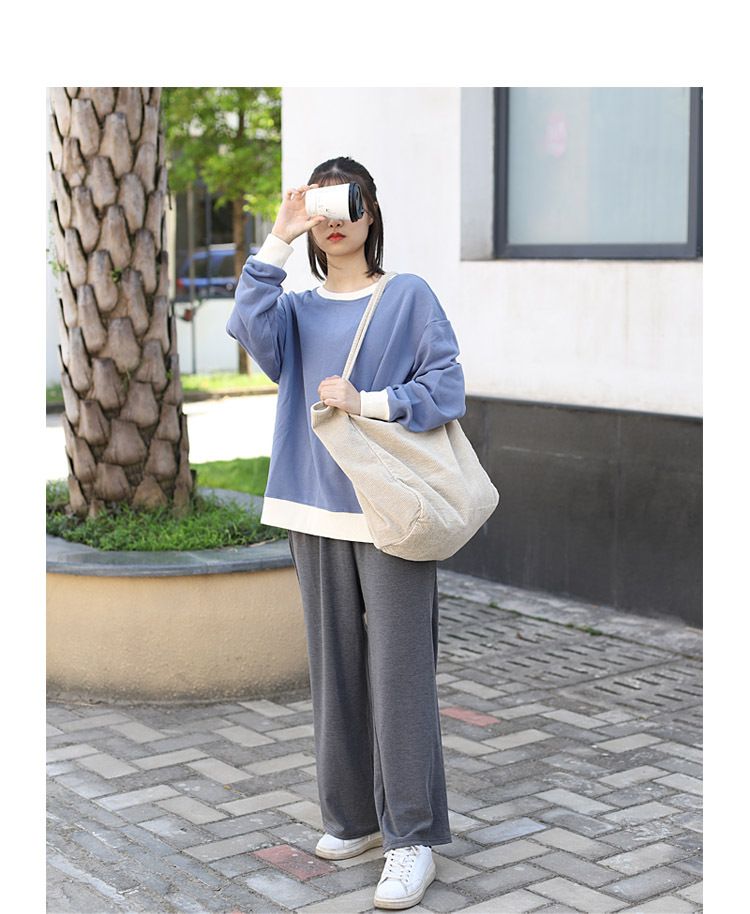 Freizeit-Einkaufstasche mit großem Fassungsvermögen in koreanischer Version, modische Handtasche aus Cord-Canvas, einfache und künstlerische Retro-Umhängetasche für Damen_voghion.com