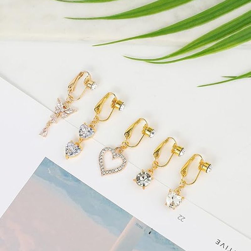 Nessun piercing anello ciondolo cuore farfalla clip moda trendy ombelico pulsante all'ingrosso_voghion.com