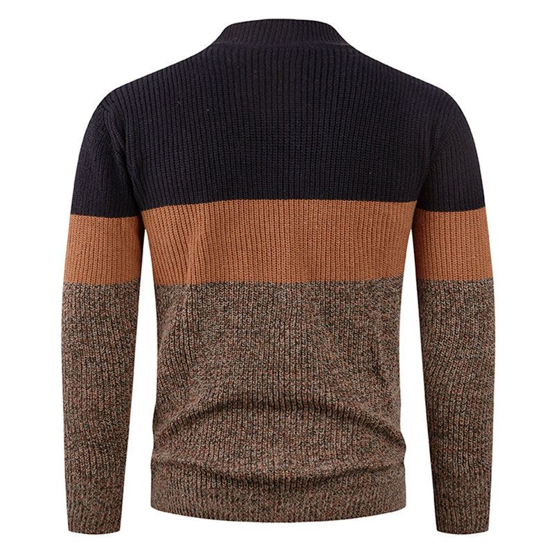 Men's Fashion Quarter-Zip Sweater – Oversized Pullover With Colorblock Design, Washed Texture & High Neck For Urban Layering_voghion.com