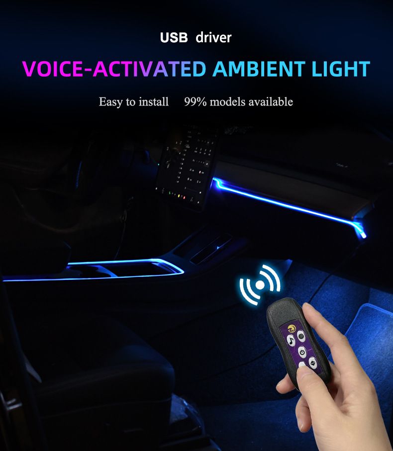 Same Style Car LED Interior Ambient Decorative Central Control Dashboard USB Color-Changing Cold Light_voghion.com