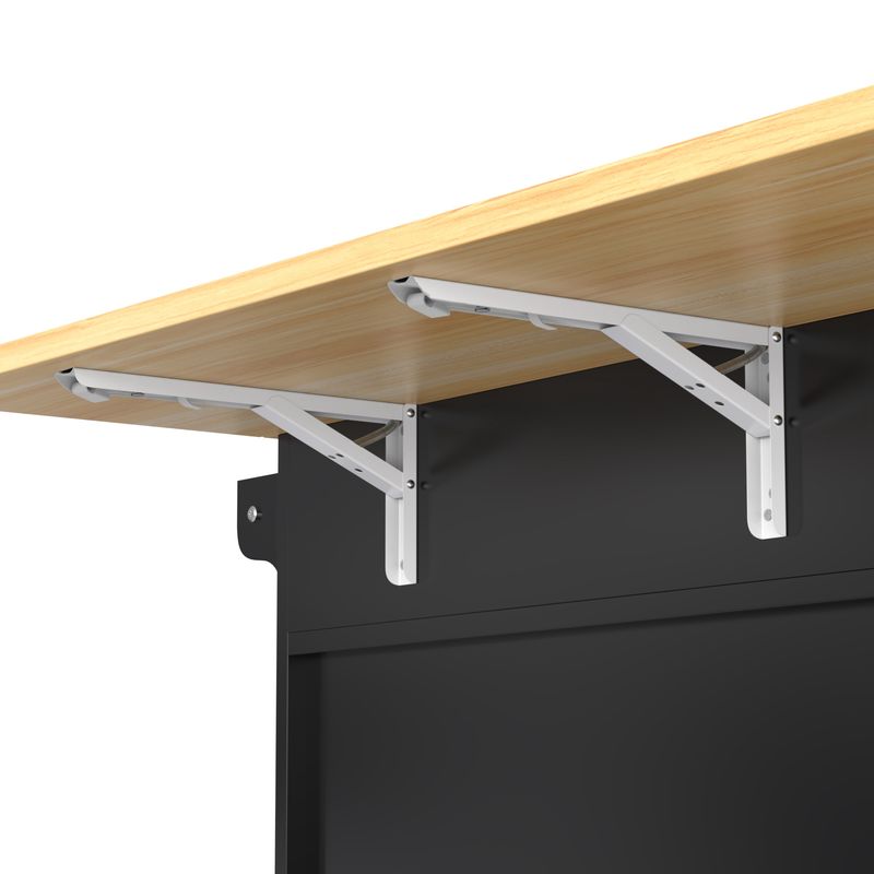 Aparador Schwarz 112x94cm, Klappbare Platte, Stauraumtüren, Rollen Für Küche/Esszimmer_voghion.com