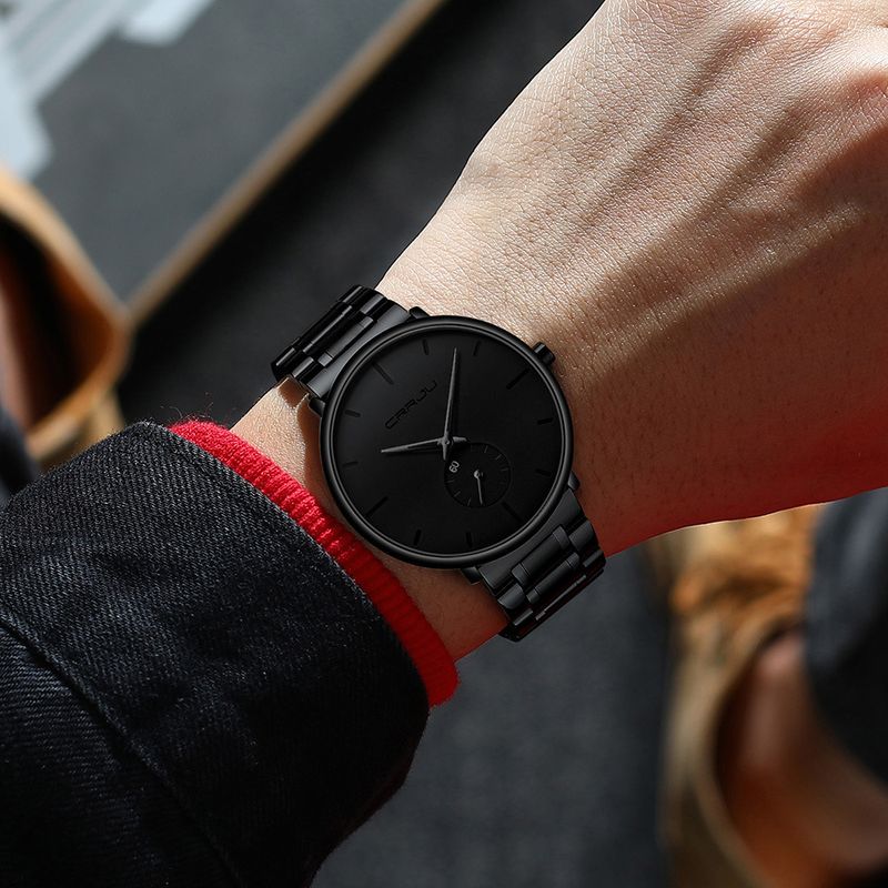 Men's Waterproof Stainless Steel Watch - Ultra-Thin Minimalist Design With Quartz Movement, Casual Dress Wristwatch For Everyday Wear_voghion.com