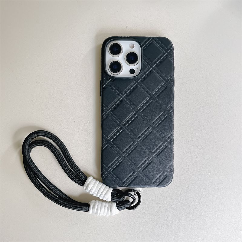 Custodia per telefono antiurto con cordino in pelle di lusso per iPhone 16 15 14 13 12 Pro Max, protezione per fotocamera, cover posteriore_voghion.com