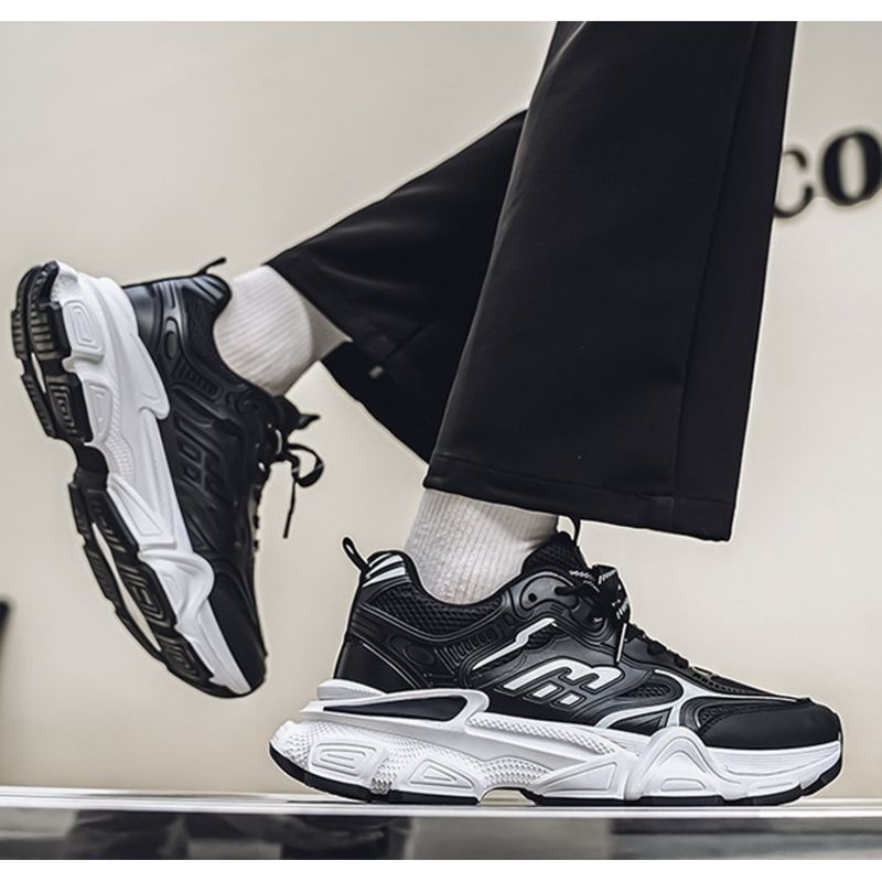 Neue atmungsaktive Sportschuhe für Herren im koreanischen Stil mit All-Match-Sohle und dicker Sohle für Freizeit-Laufschuhe_voghion.com