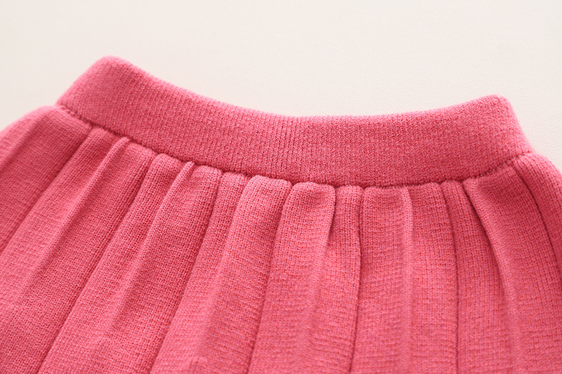 Mädchen Pullover Kleid Herbst Und Winter Reine Farbe Kaninchen Kopf Stricken Zwei-stück Langarm Für Baby Mädchen_voghion.com