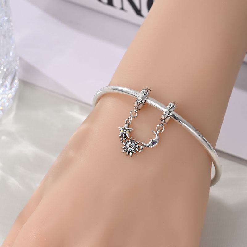 Women's Jewelry Couple Sun And Moon Safety Chain Charm Pendant Beads DIY Jewelry Accessories Bracelet Necklace Copper Plated Silver_voghion.com