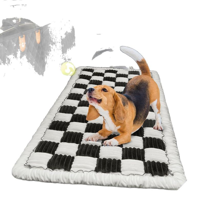 New Plush Mat Pet Thickened Cushion Car Back Seat Plaid Dog Bed Straight_voghion.com