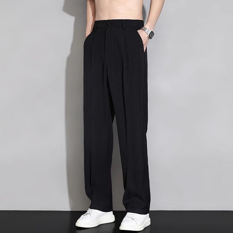 Leisure Spring Loose 2024 New Straight Long Pants Men's Drape Suit Trend Wide Leg Trousers_voghion.com