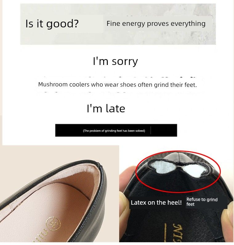 One Pedal Stewardess Black Chunky Heel Work Long Standing Flats_voghion.com