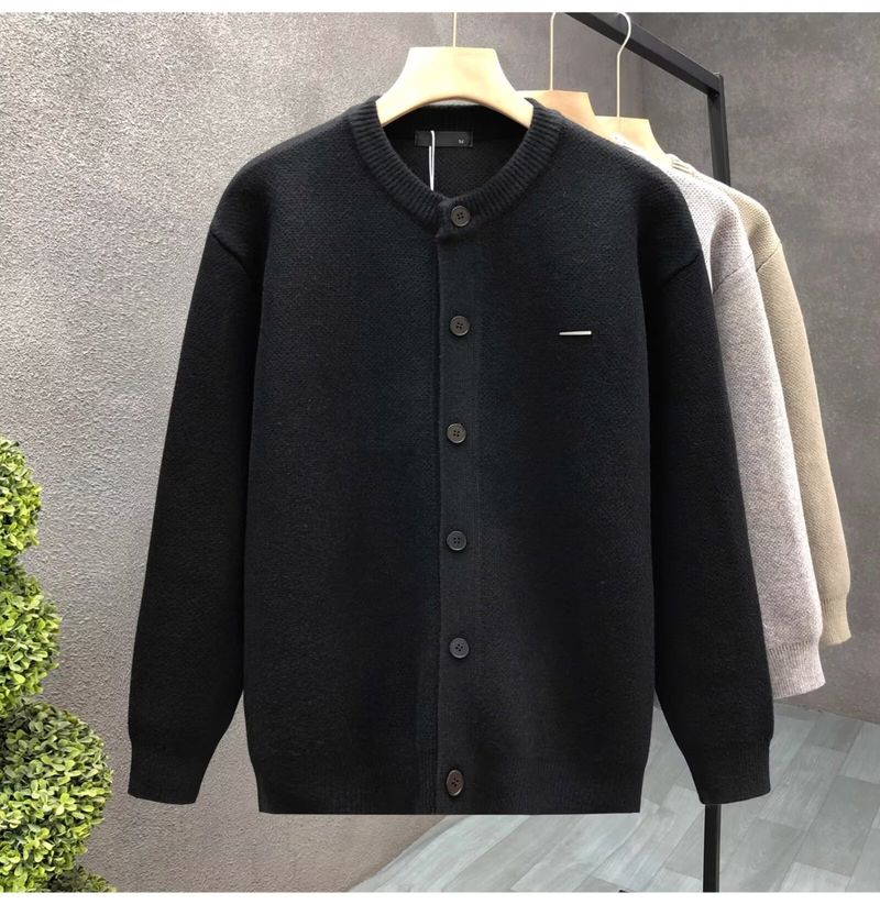 Suéter de punto para hombre, otoño e invierno. Cárdigan de punto para hombre, color liso, abierto al frente, para otoño e invierno (negro, caqui, gris)._voghion.com