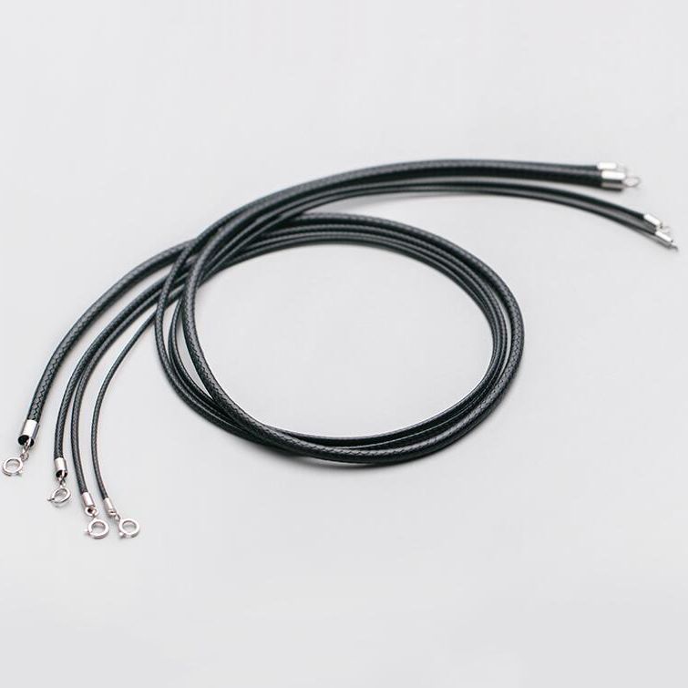 Ready Stock INZATT Echt Sterg Sier Schwarze Lederseil-Halskette für Frauen Klassischer feiner Schmuck Minimalistisches Zubehör Bijoux_voghion.com