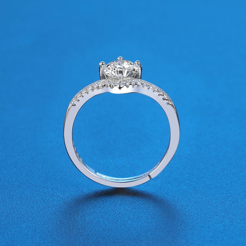 Whi Copper S Silver Ring For Women, Open Six-Prong, Inrnet Celebrity Live Streaming Zircon_voghion.com