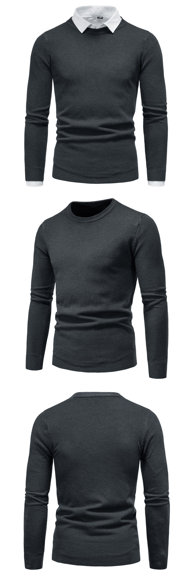 new autumn and winter men's knitted sweaters multi-color large size round neck slim sweater bottoming shirt for men_voghion.com
